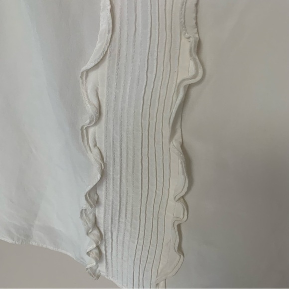 Kate Spade White Pleated Ruffle Silk Sleeveless Blouse 4 - Picture 7 of 10
